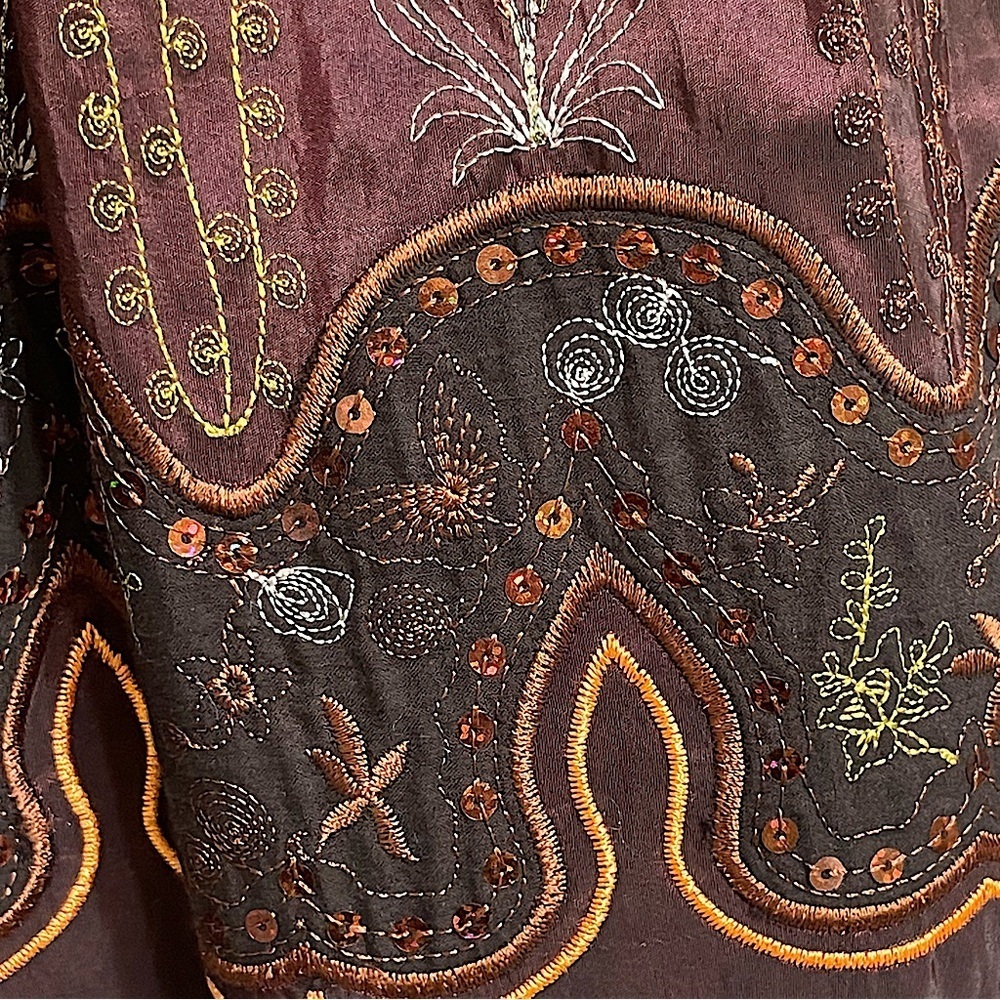 Sweet Kids Burgundy Embroidered Taffeta Midi Dress Size 6 - Picture 10 of 11